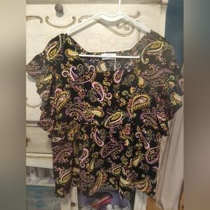 Elegant Black Paisley Peplum Blouse